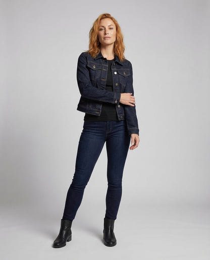 Giacca Jeans Donna Manica Corta Cuciture a Contrasto - Brentozzi