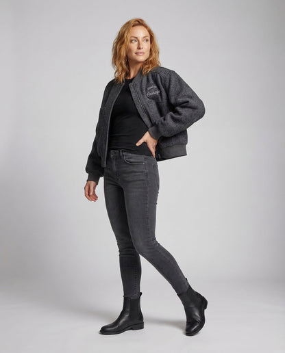 Giacca Blouson Donna in Lana Mista con Patch Ricamati - Brentozzi