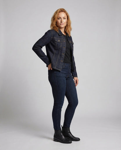 Giacca Jeans Donna Taglio Scollo a V Cuciture Sagomate - Brentozzi