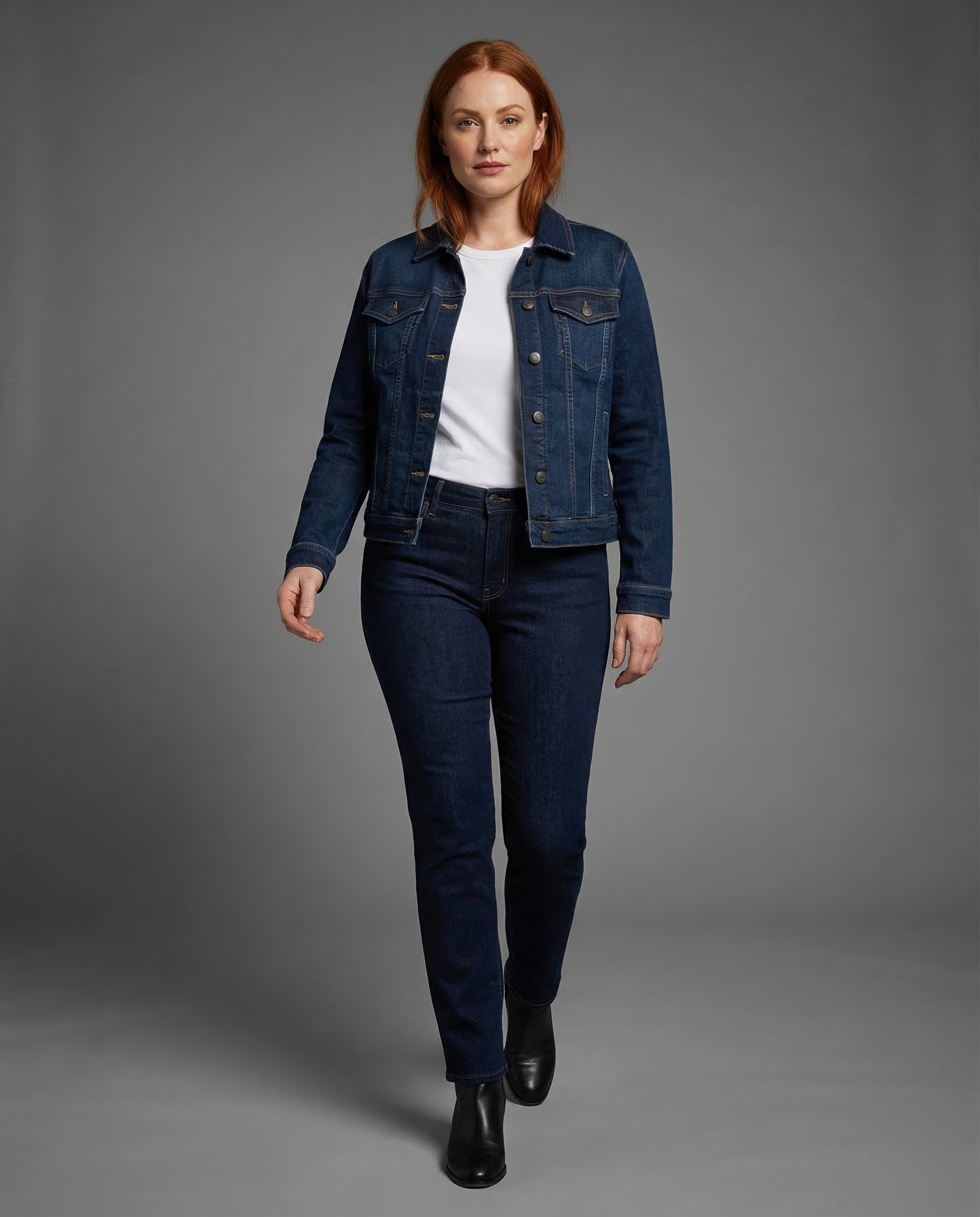 Completo Jeans Donna Giacca Trucker Pantaloni Larghi - Brentozzi