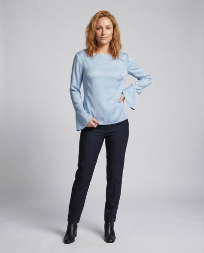 Blusa Donna Leggera Scollo Barca Maniche con Polsini - Brentozzi