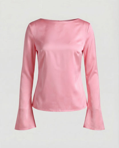 Blusa Elegante Donna in Chiffon Scollo Barca