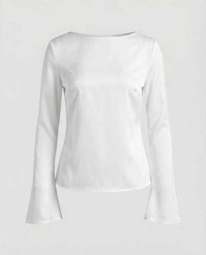 Blusa Elegante Donna in Chiffon Scollo Barca