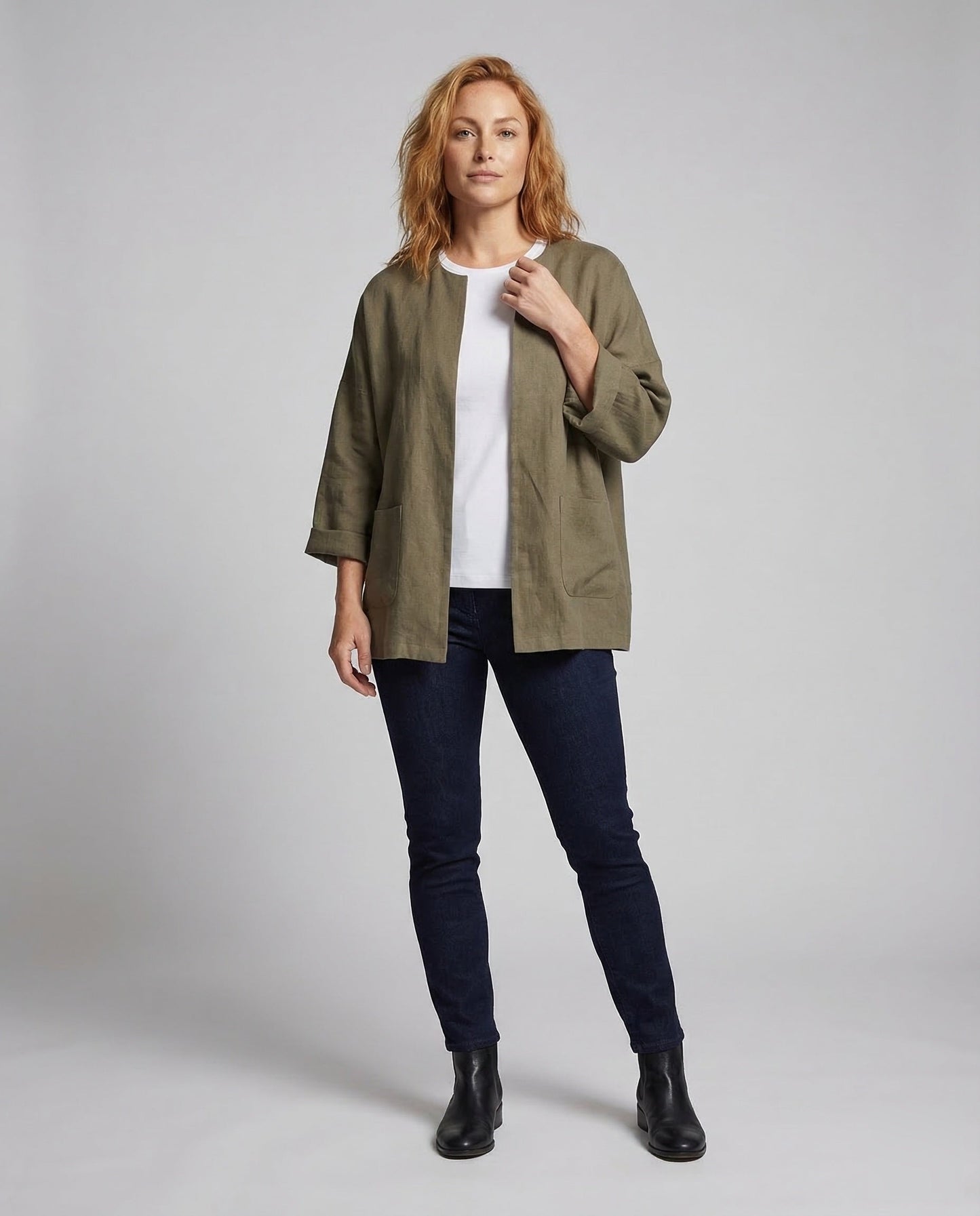 Giacca Kimono Donna in Lino Manica Tre Quarti - Brentozzi