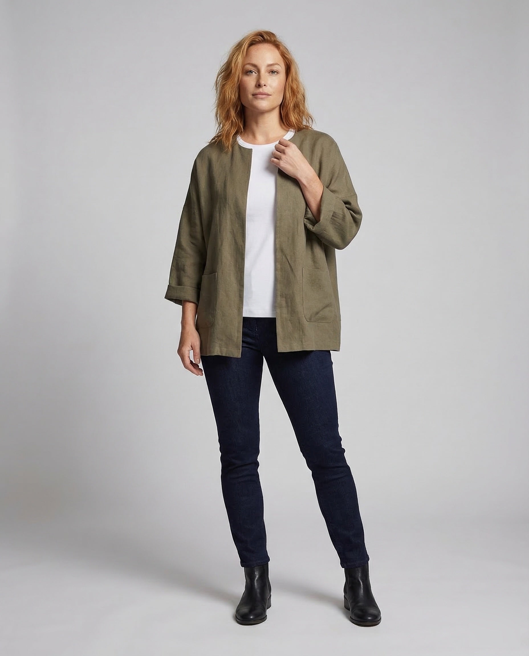 Giacca Kimono Donna in Lino Manica Tre Quarti - Brentozzi