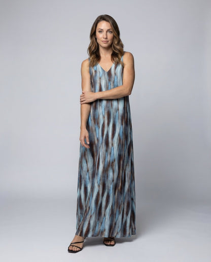 Abito Maxi Donna in Chiffon Plissettato - Brentozzi