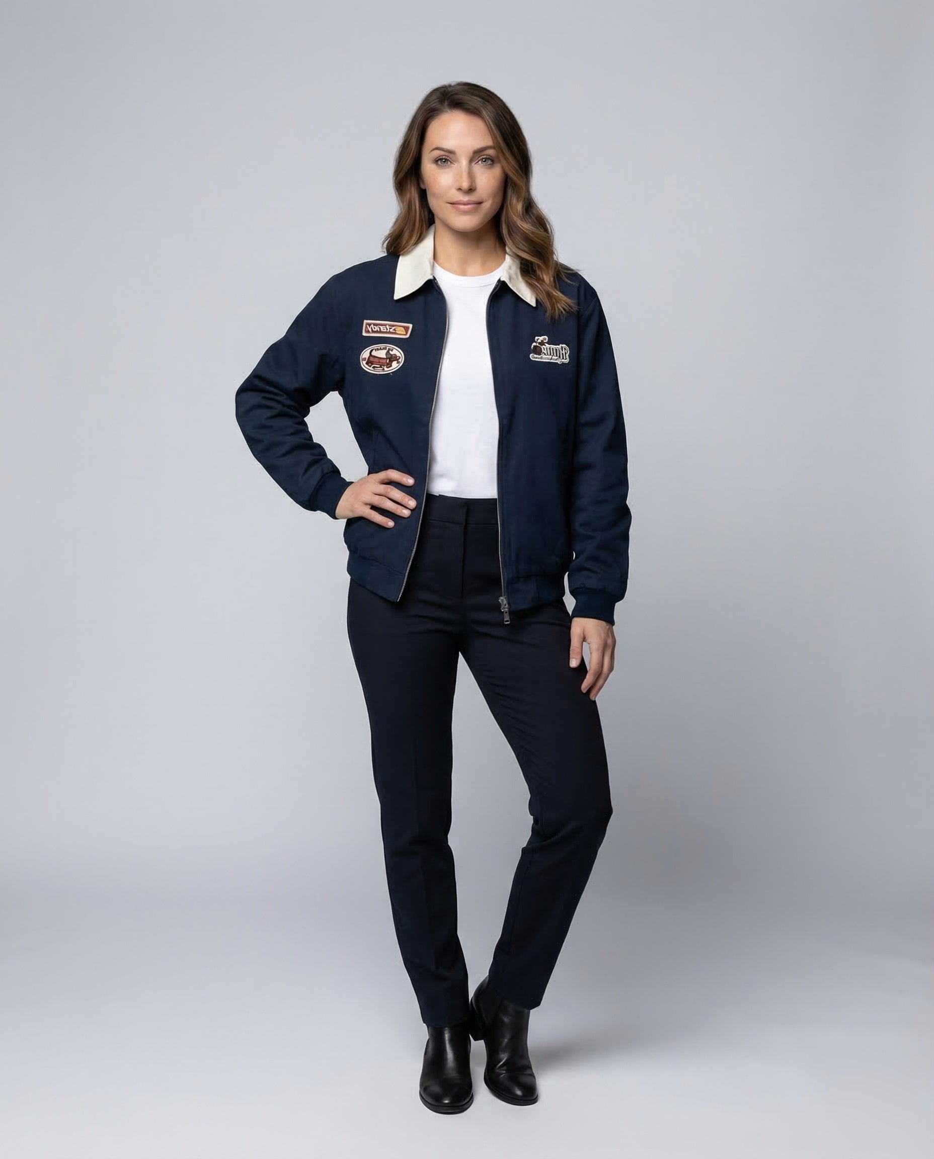 Giacca College Donna con Zip e Toppe - Brentozzi