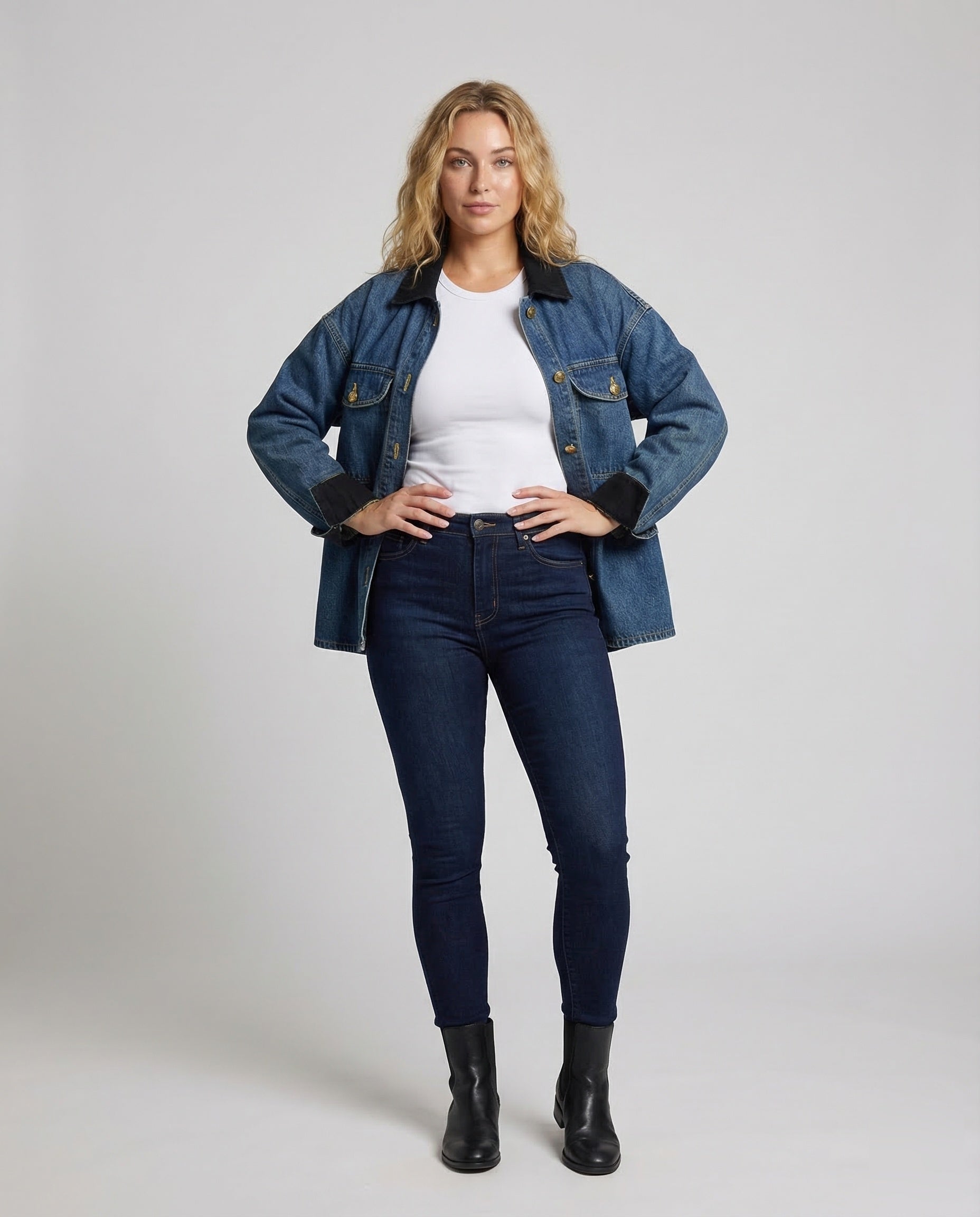 Giacca Jeans Donna Colletto in Corda Stile Utility - Brentozzi