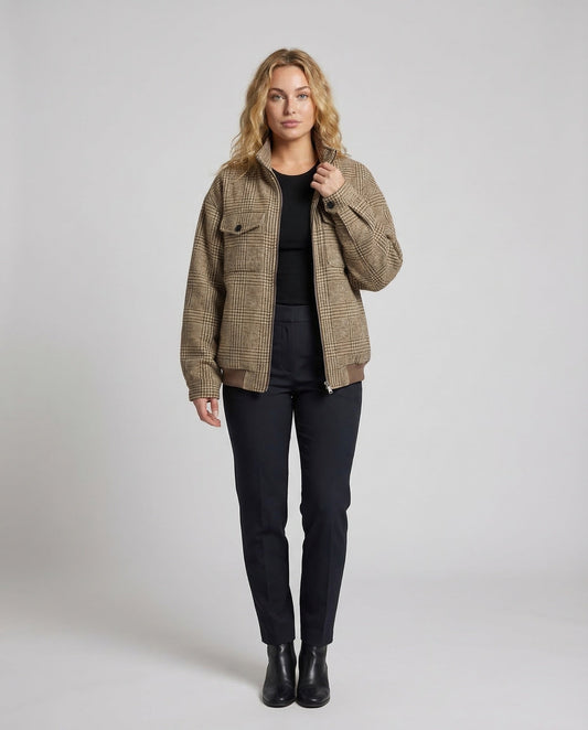Giacca Camicia Donna in Misto Lana Motivo Glencheck - Brentozzi