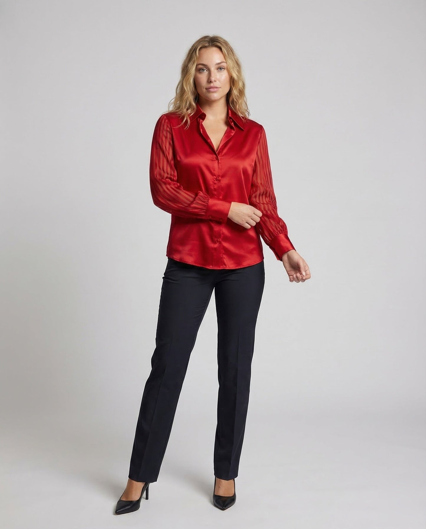 Camicia Donna in Satin Trasparente a Righe - Brentozzi