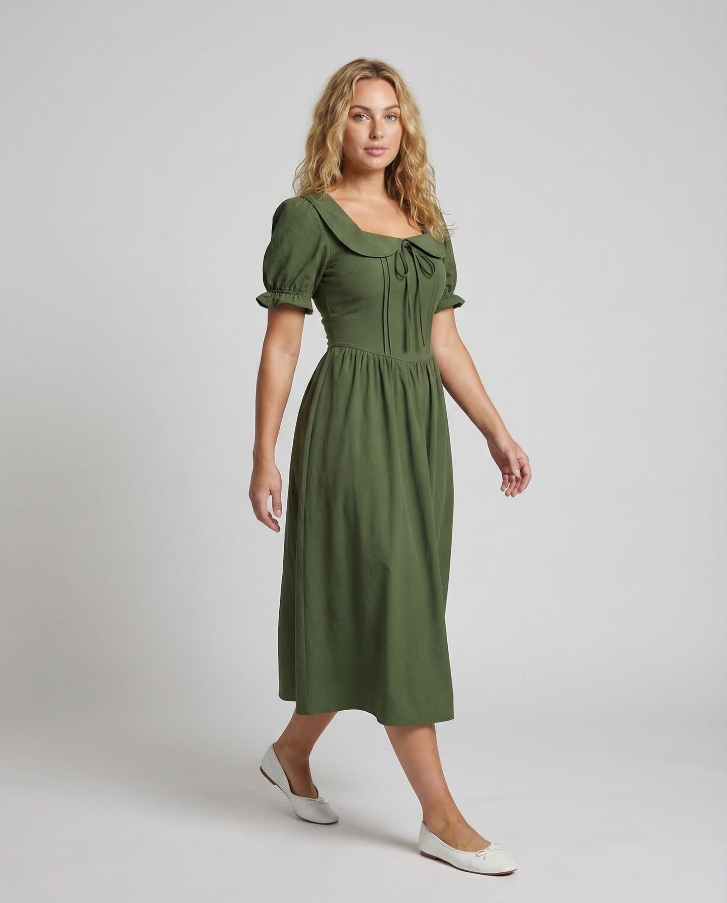 Abito Maxi Donna Effetto Corsetto Maniche a Sbuffo - Brentozzi
