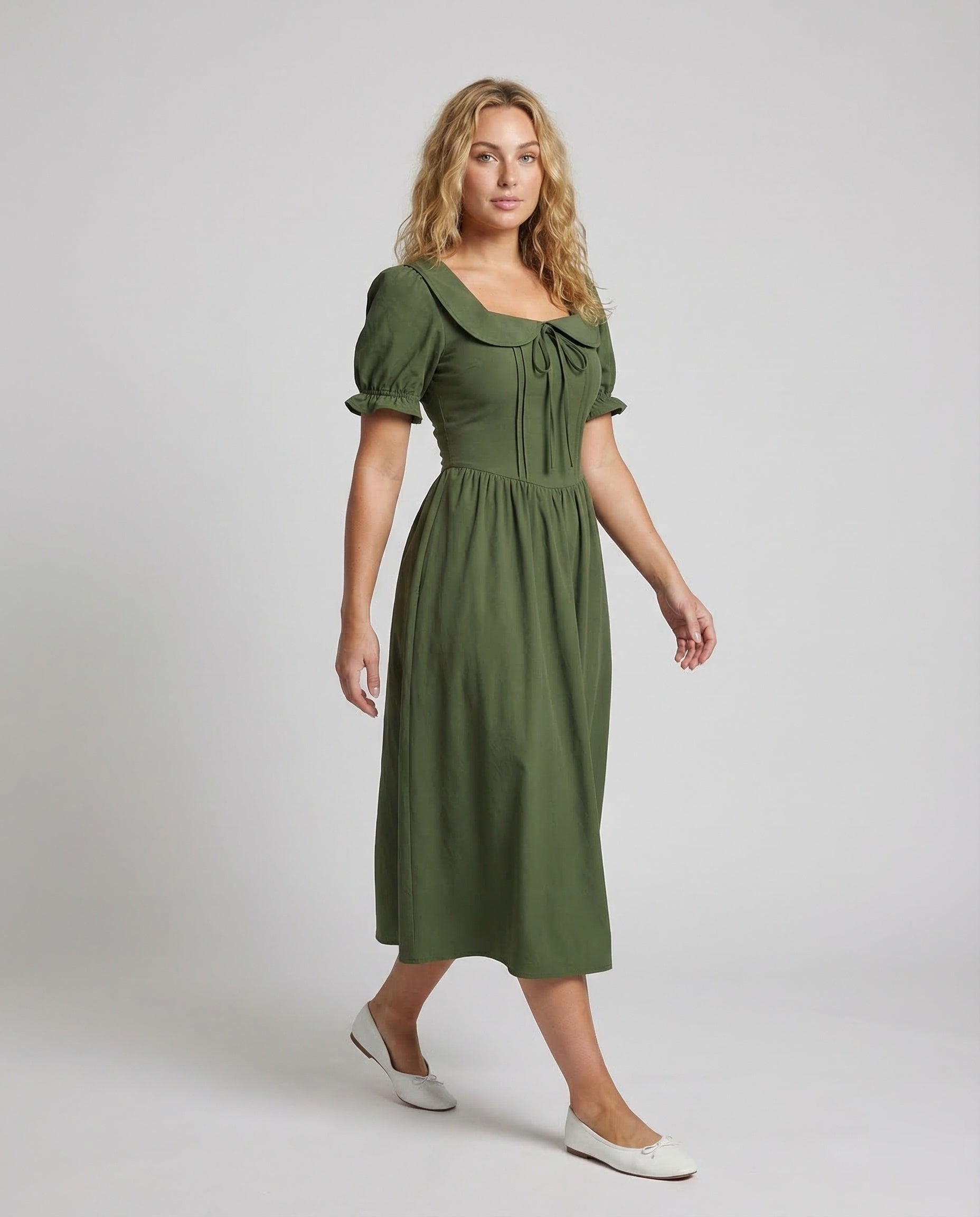 Abito Maxi Donna Effetto Corsetto Maniche a Sbuffo - Brentozzi