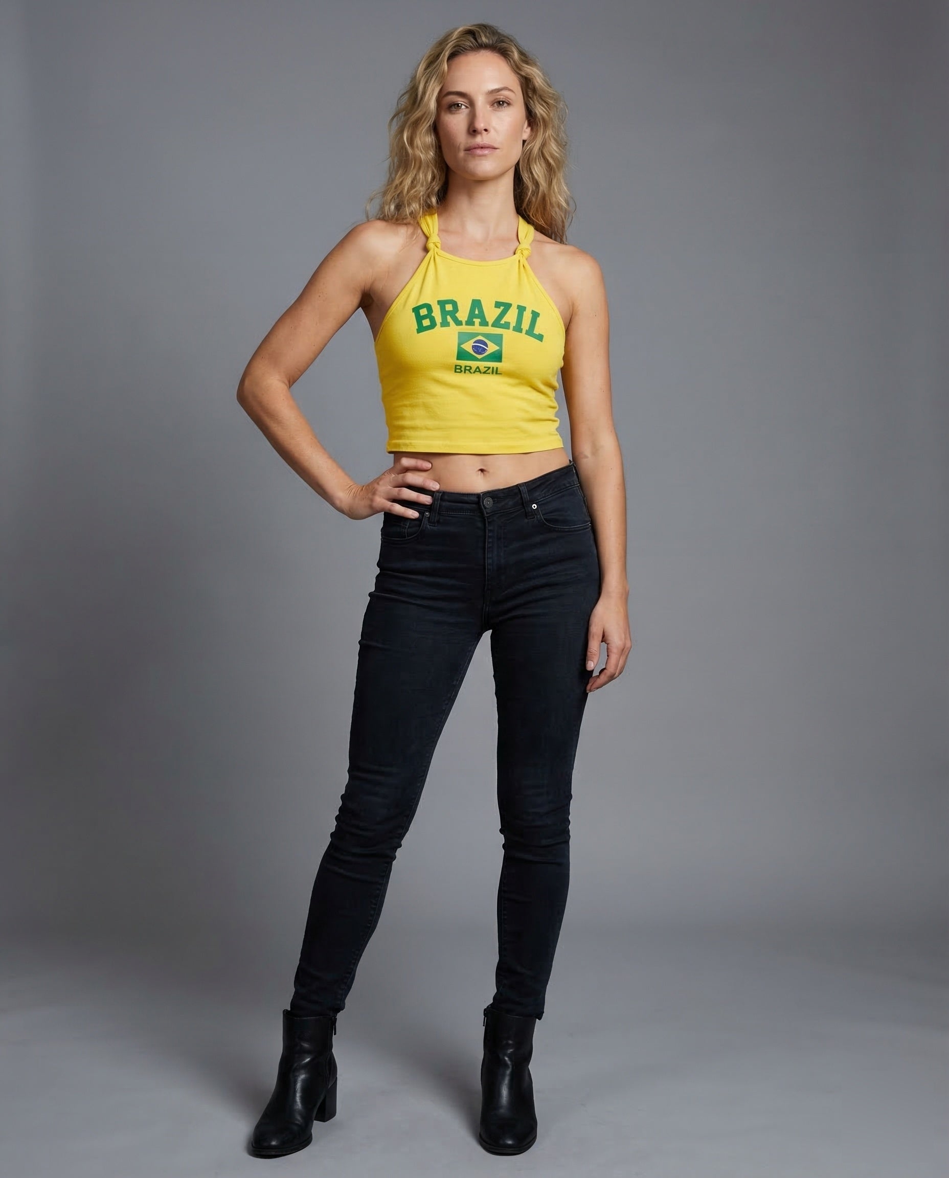 Crop Donna Scollo Halter Stampa Logo - Brentozzi