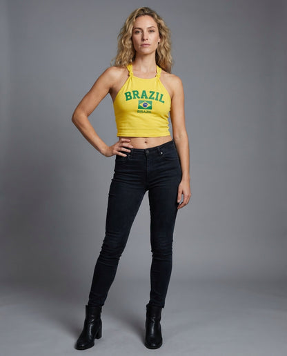 Crop Donna Scollo Halter Stampa Logo - Brentozzi