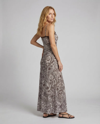 Abito Donna Trapezio Scollo a V Fantasia Paisley - Brentozzi