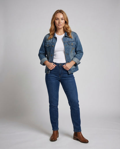 Giacca Denim Donna Effetto Used Ricamata Regular Fit - Brentozzi