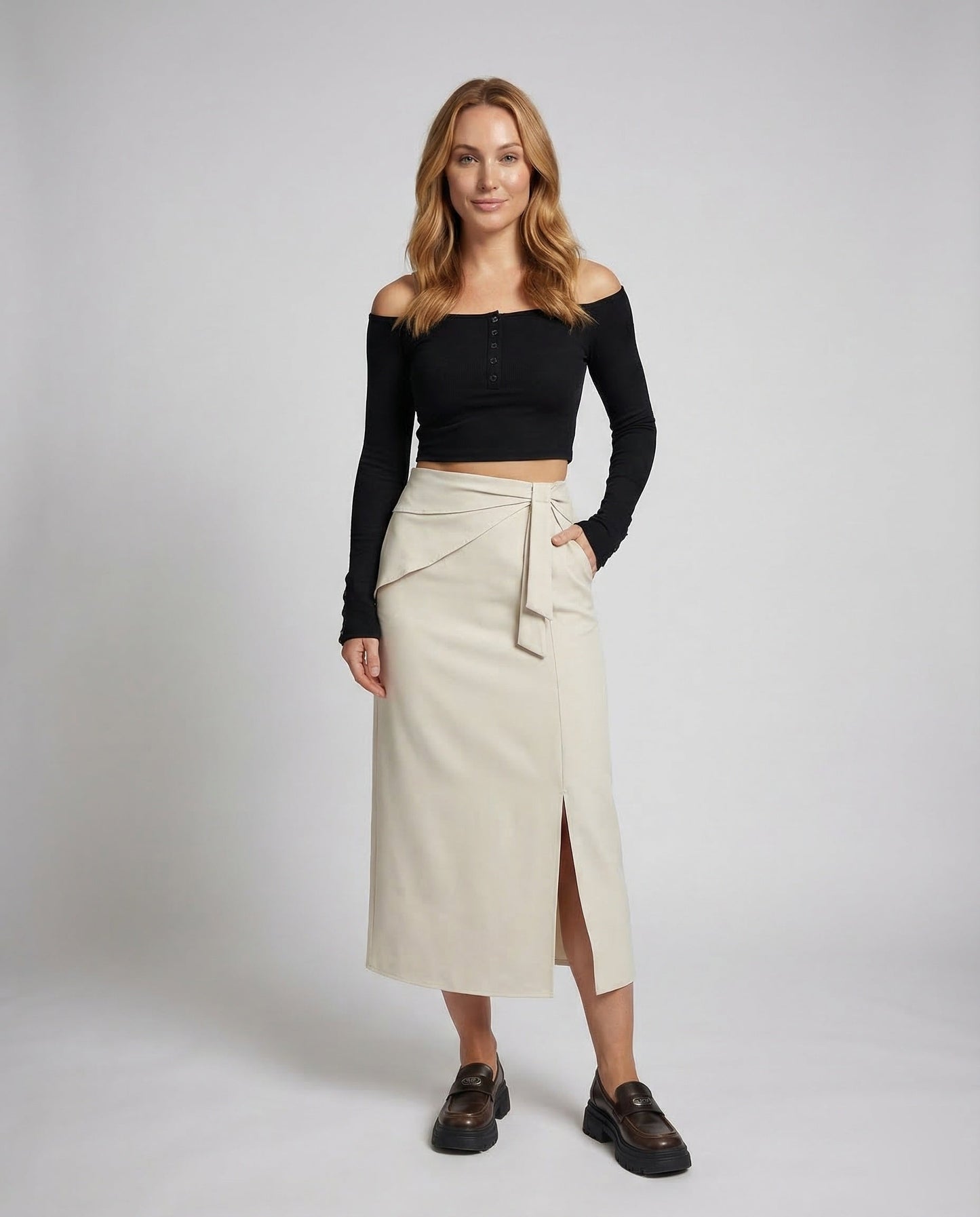 Pantaloni Culotte Donna Ampi con Pieghe in Vita - Brentozzi