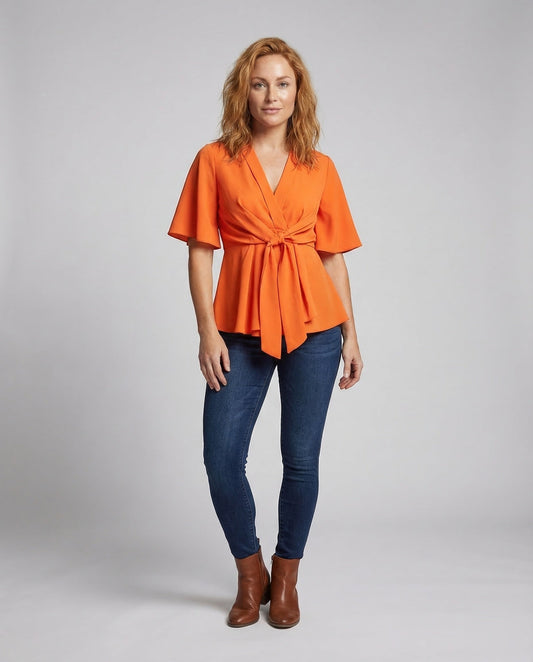 Blusa Donna a Portafoglio Manica a Volant - Brentozzi