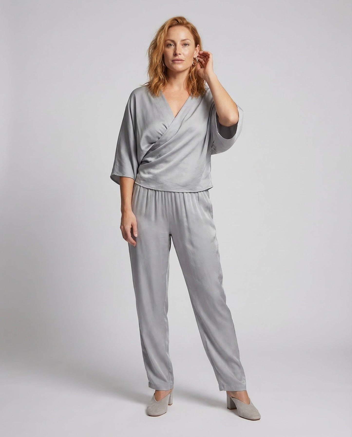 Completo Donna Satinato Pantaloni Palazzo Ampi - Brentozzi