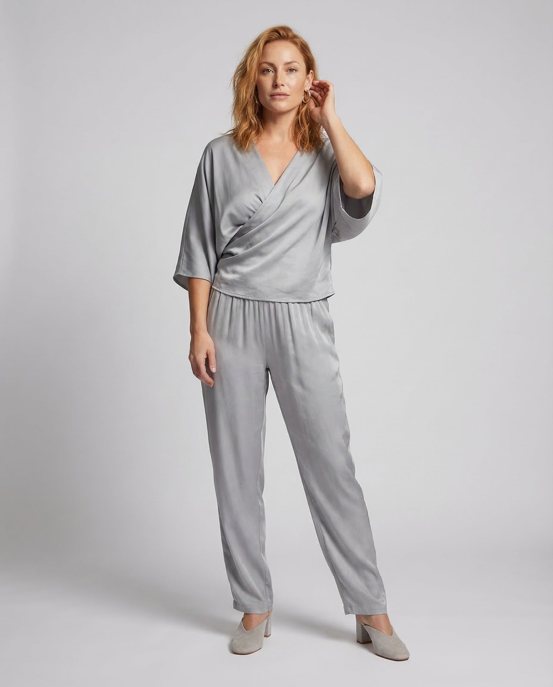 Completo Donna Satinato Pantaloni Palazzo Ampi - Brentozzi