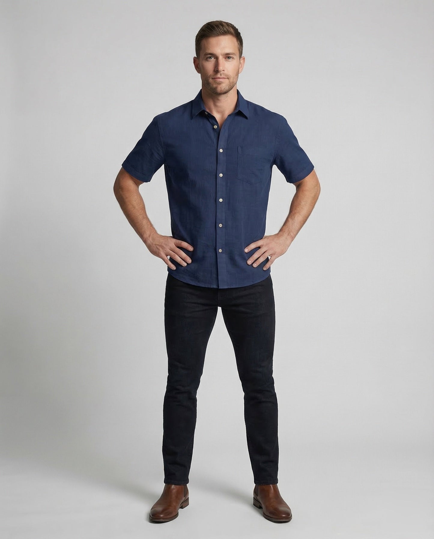 Camicia Uomo Lino Traspirante con Tasca sul Petto - Brentozzi