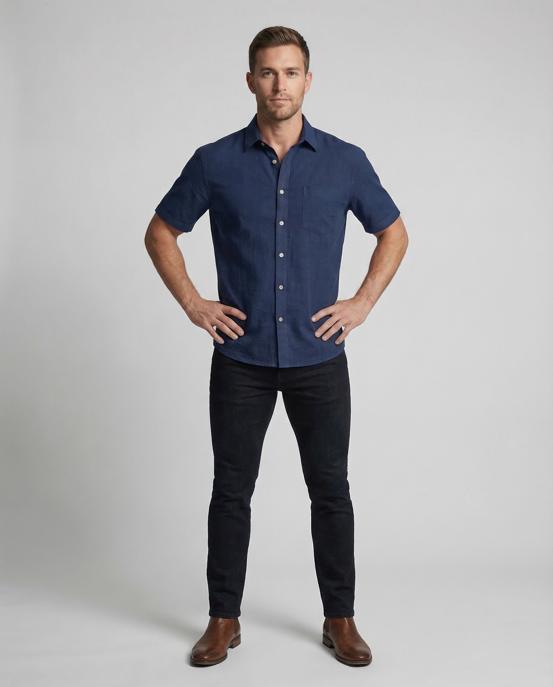 Camicia Uomo Lino Traspirante con Tasca sul Petto - Brentozzi