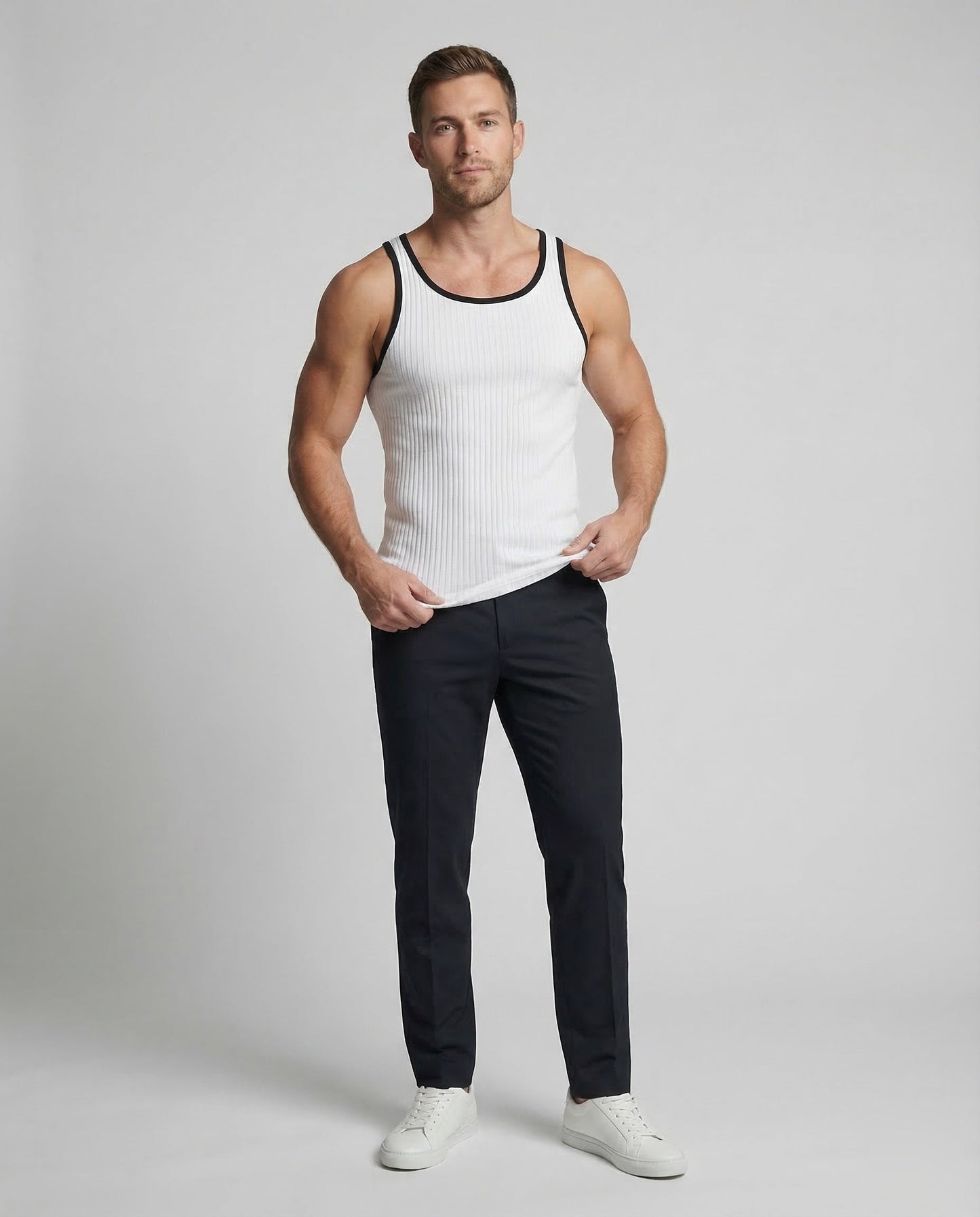Canotta Uomo Slim Fit con Bordo a Contrasto - Brentozzi