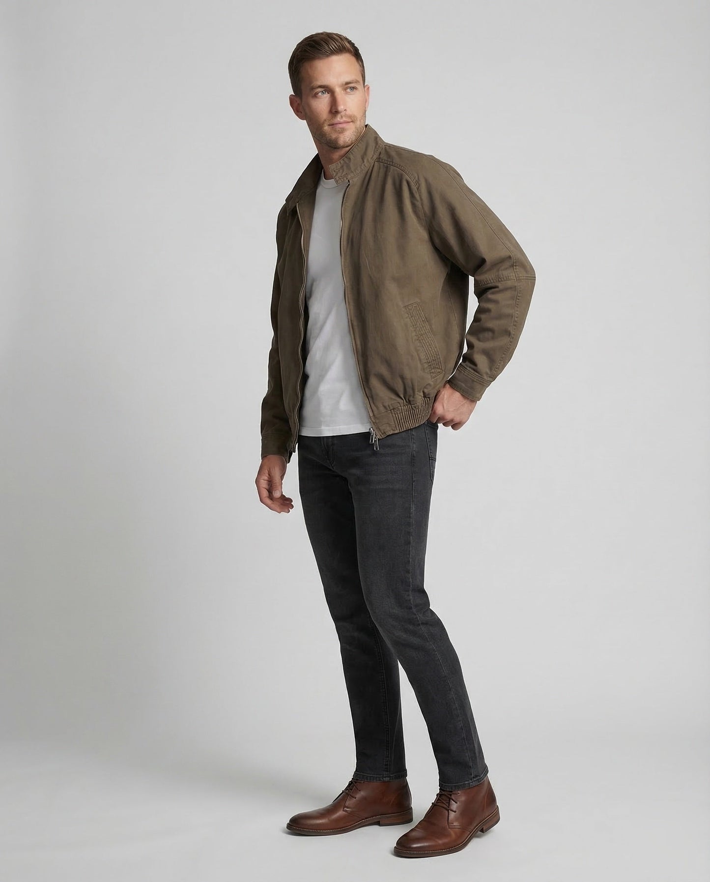 Giacca Bomber Uomo in Twill di Cotone Collo Alto - Brentozzi