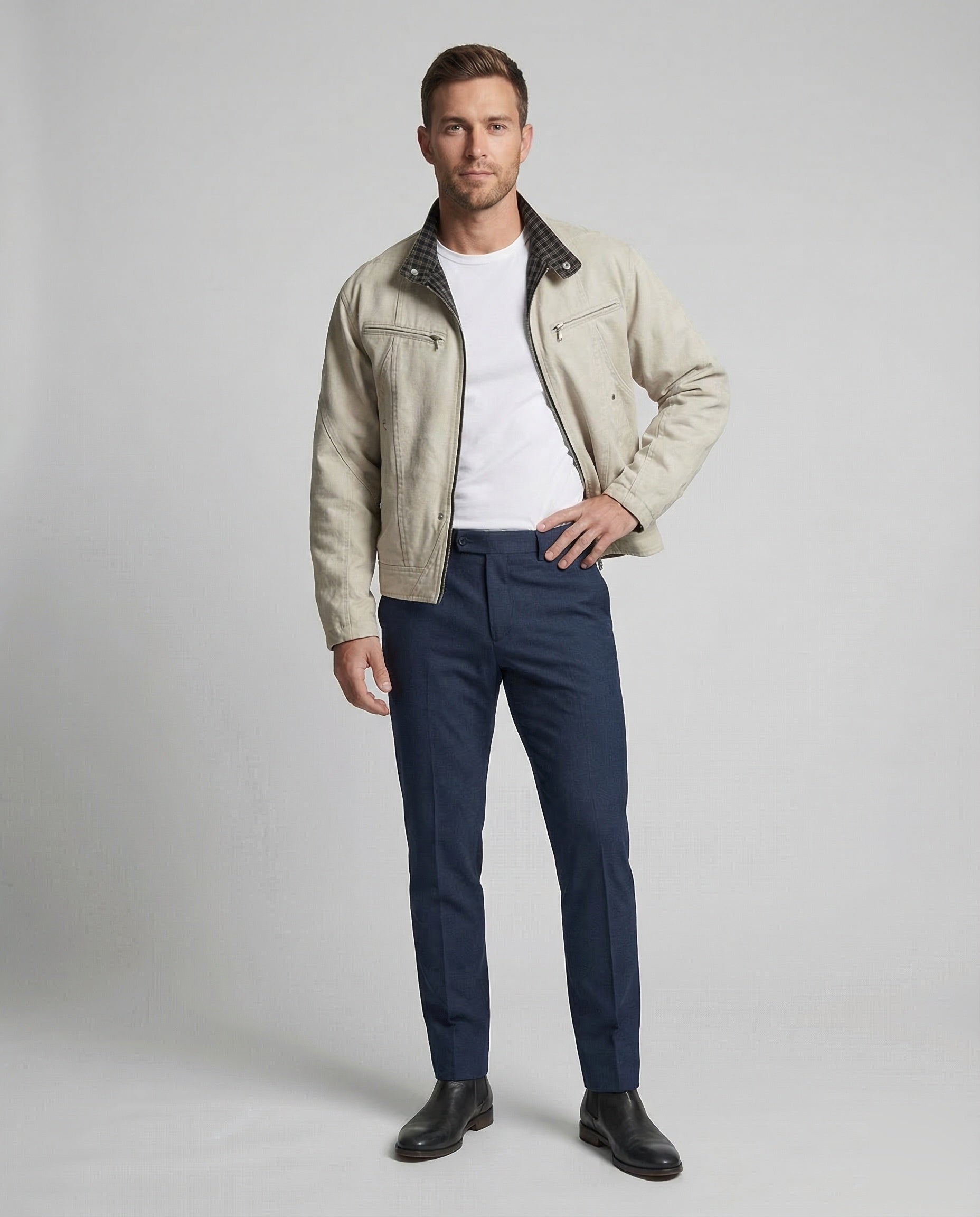 Giacca Uomo Canvas Foderata Fantasia Quadri - Brentozzi