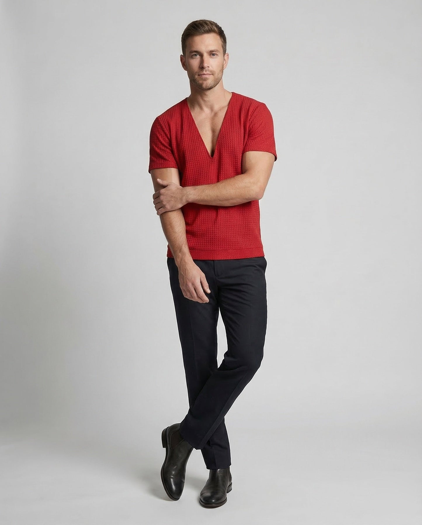 Maglione Uomo Scollo a V Maglia a Nido dApe - Brentozzi