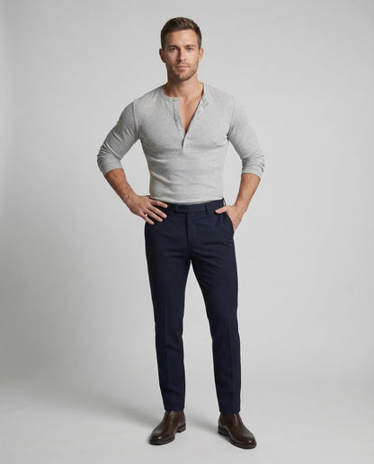Maglia Henley Uomo Tessuto Waffle Slim Fit - Brentozzi
