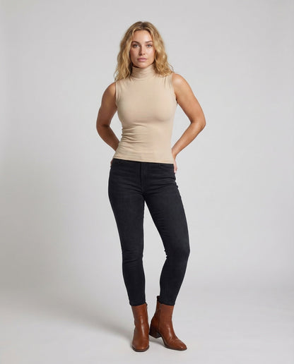 Donna Senza Maniche in Jersey Elasticizzato Collo Alto - Brentozzi