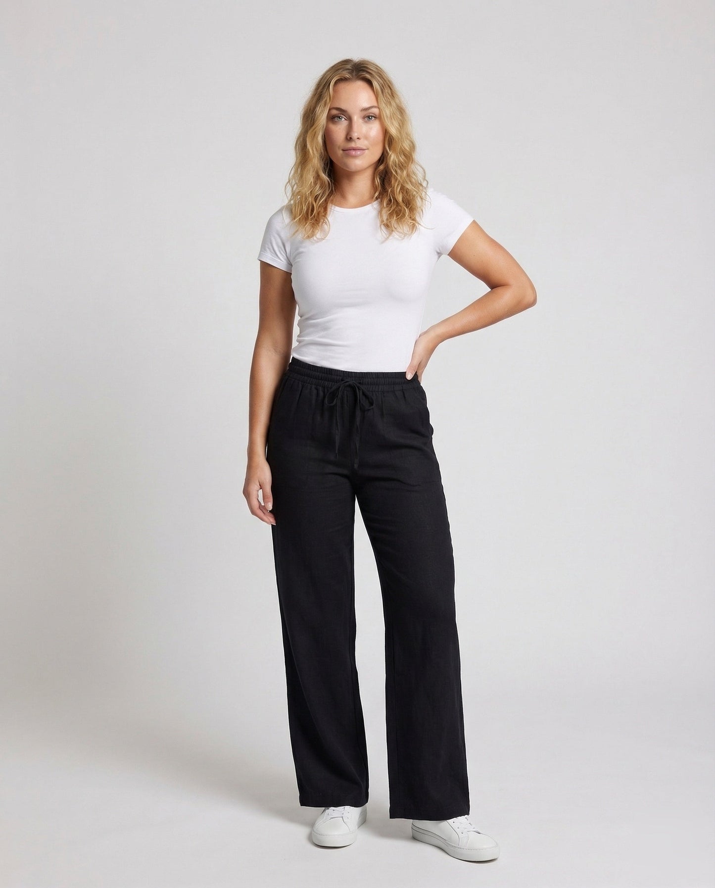 Pantaloni Donna in Misto Lino con Coulisse Vita Elasticizzata - Brentozzi