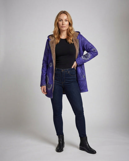 Cappotto Donna Boho Patchwork con Cappuccio e Fodera Teddy - Brentozzi