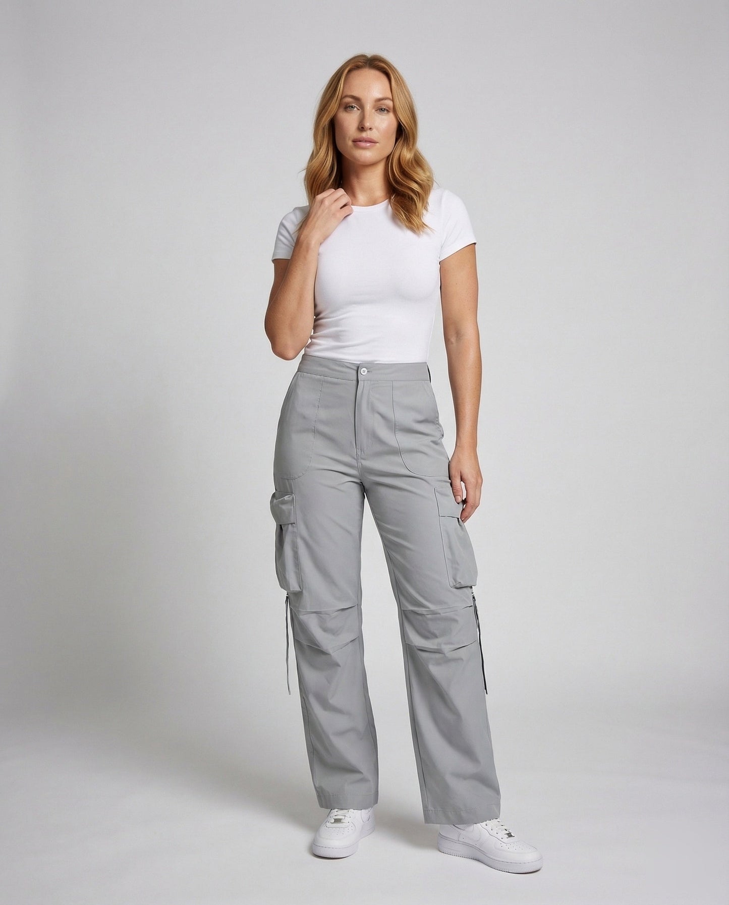 Pantaloni Cargo Donna Tasche con Patta e Cuciture al Ginocchio - Brentozzi