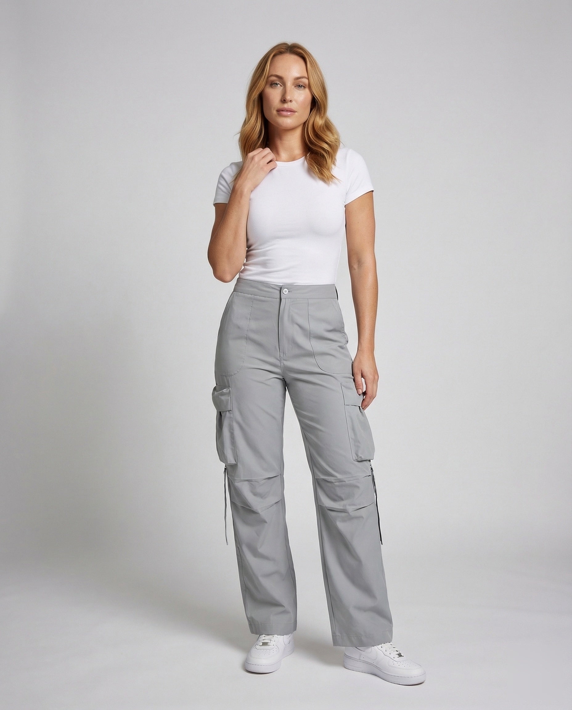 Pantaloni Cargo Donna Tasche con Patta e Cuciture al Ginocchio - Brentozzi