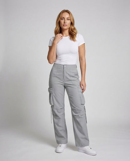 Pantaloni Cargo Donna Tasche con Patta e Cuciture al Ginocchio - Brentozzi