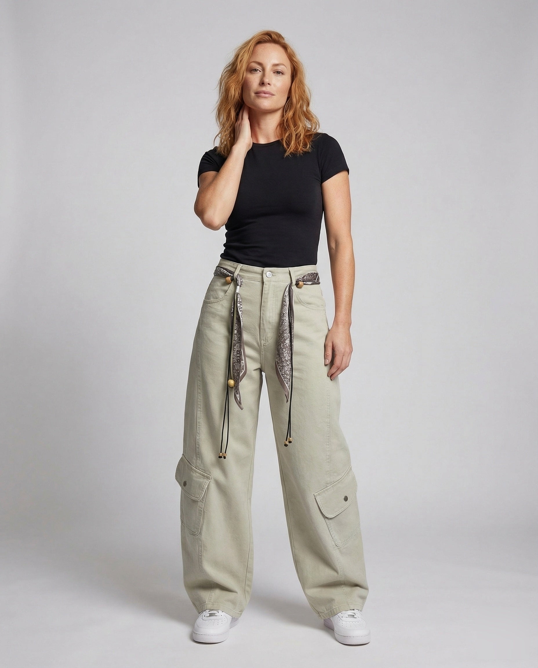 Pantaloni Cargo Donna Tessuto Cintura Morbida - Brentozzi