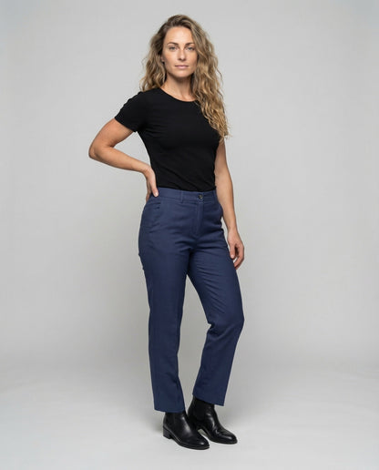 Pantaloni Donna Dritti Tessuto Vita Media Modellante - Brentozzi