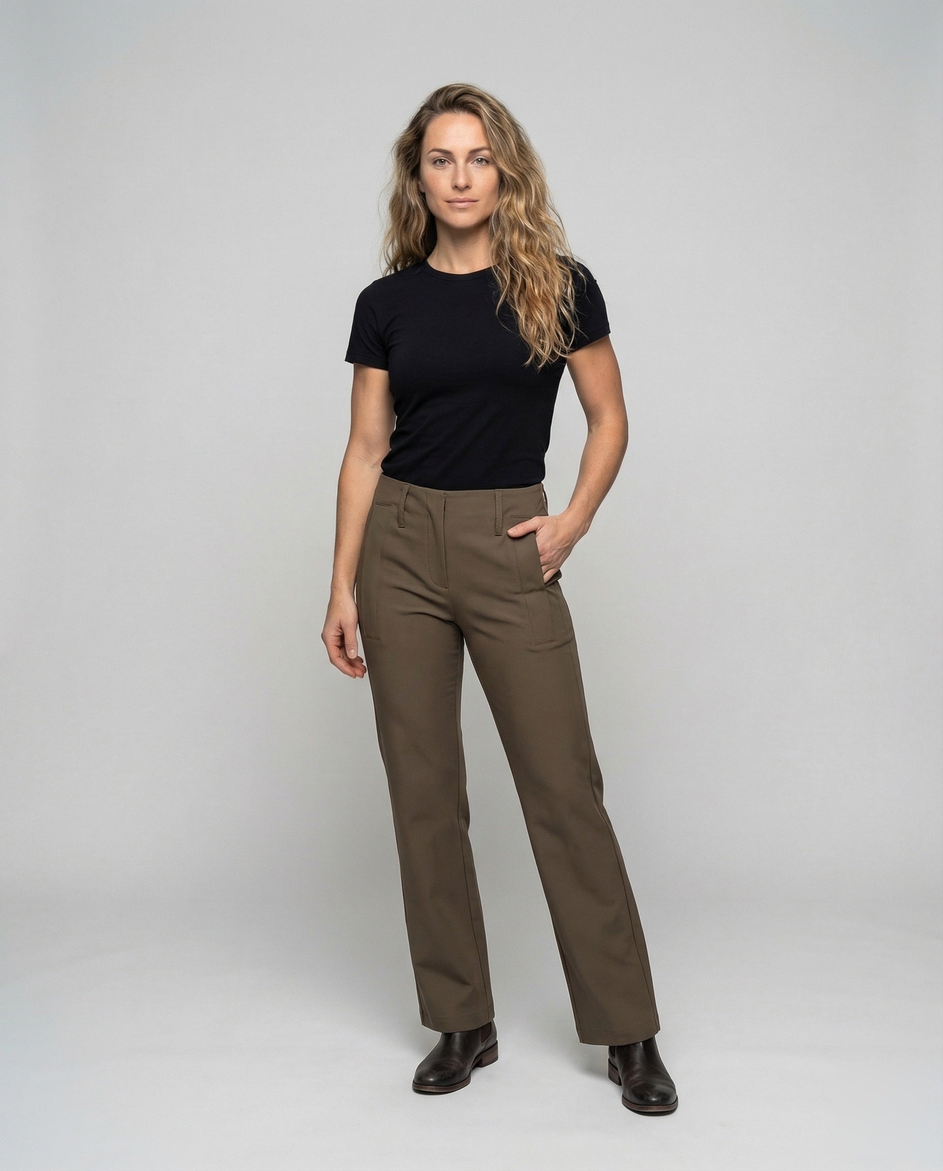 Pantaloni Donna Vita Alta Taglio Svasato Tailored - Brentozzi