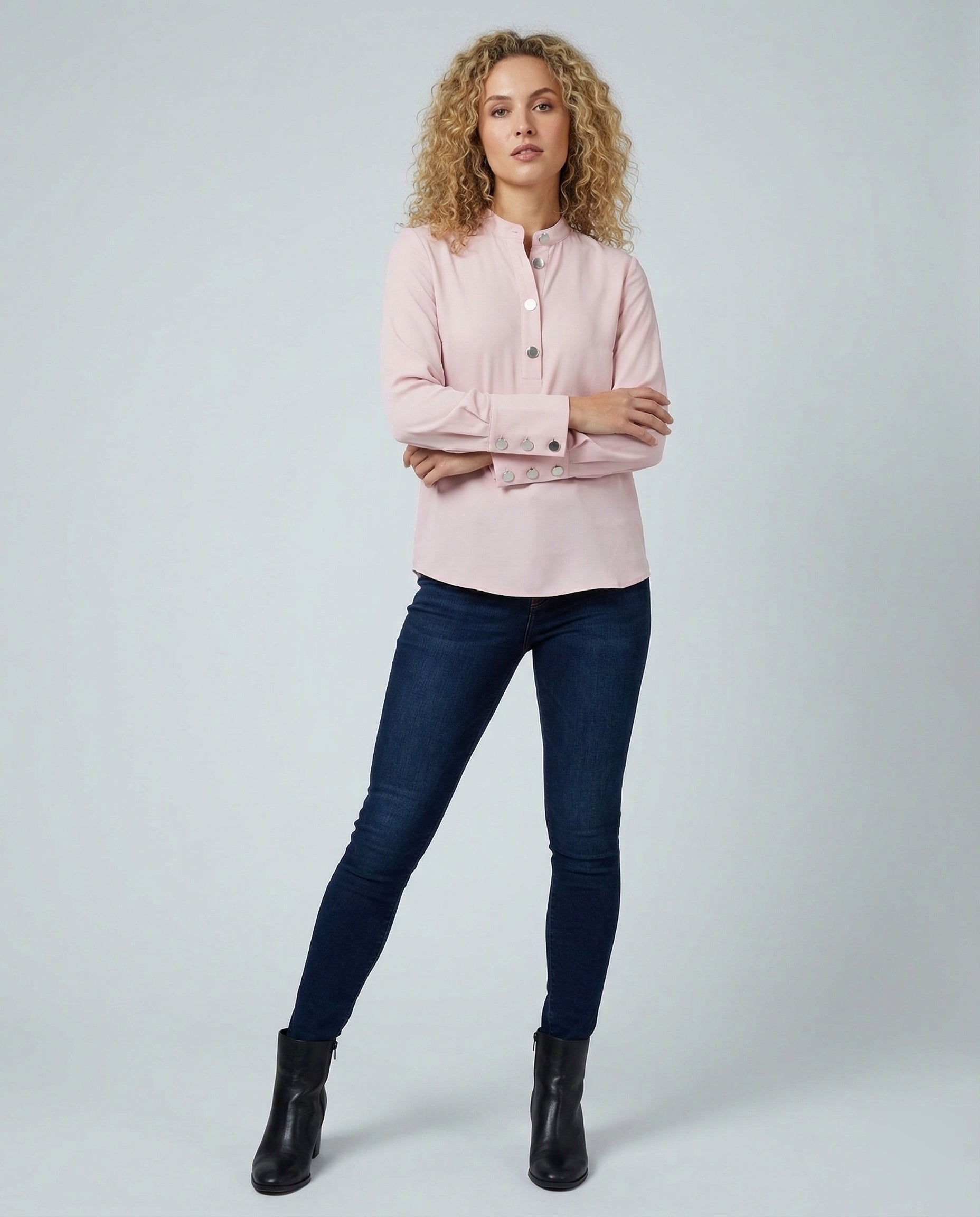 Camicia Elegante Donna Manica Lunga Collo Alto - Brentozzi