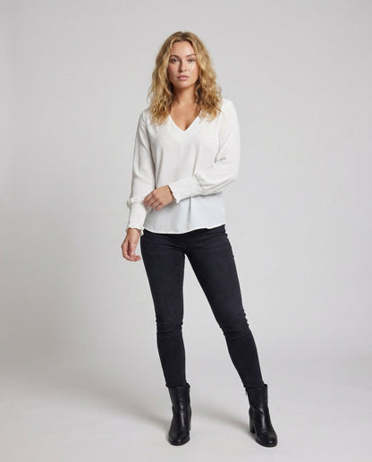 Camicia Donna Manica Lunga Applicazione Pizzo Floreale - Brentozzi