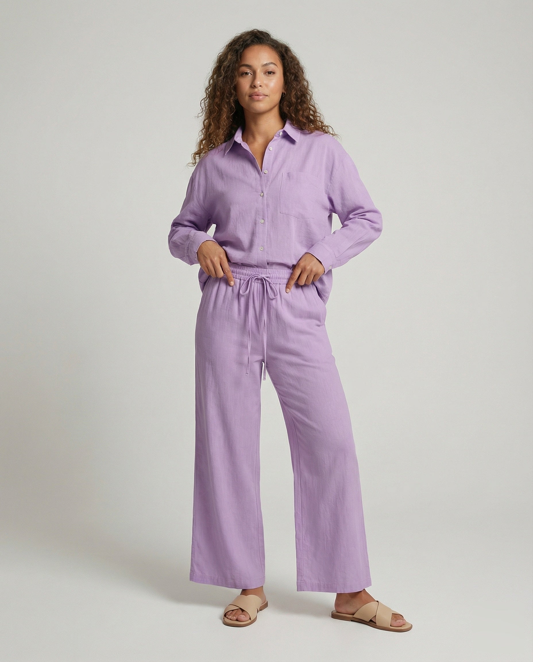 Completo Donna in Crêpe Pantaloni con Coulisse Regular - Brentozzi