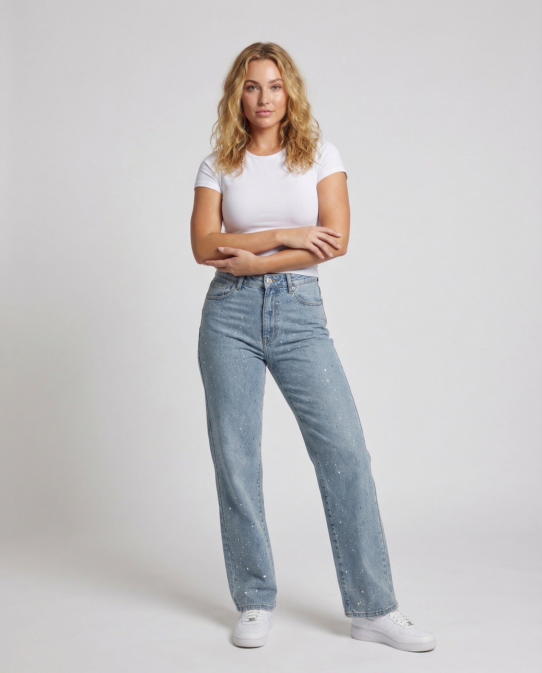 Jeans Donna Dritti con Strass - Brentozzi