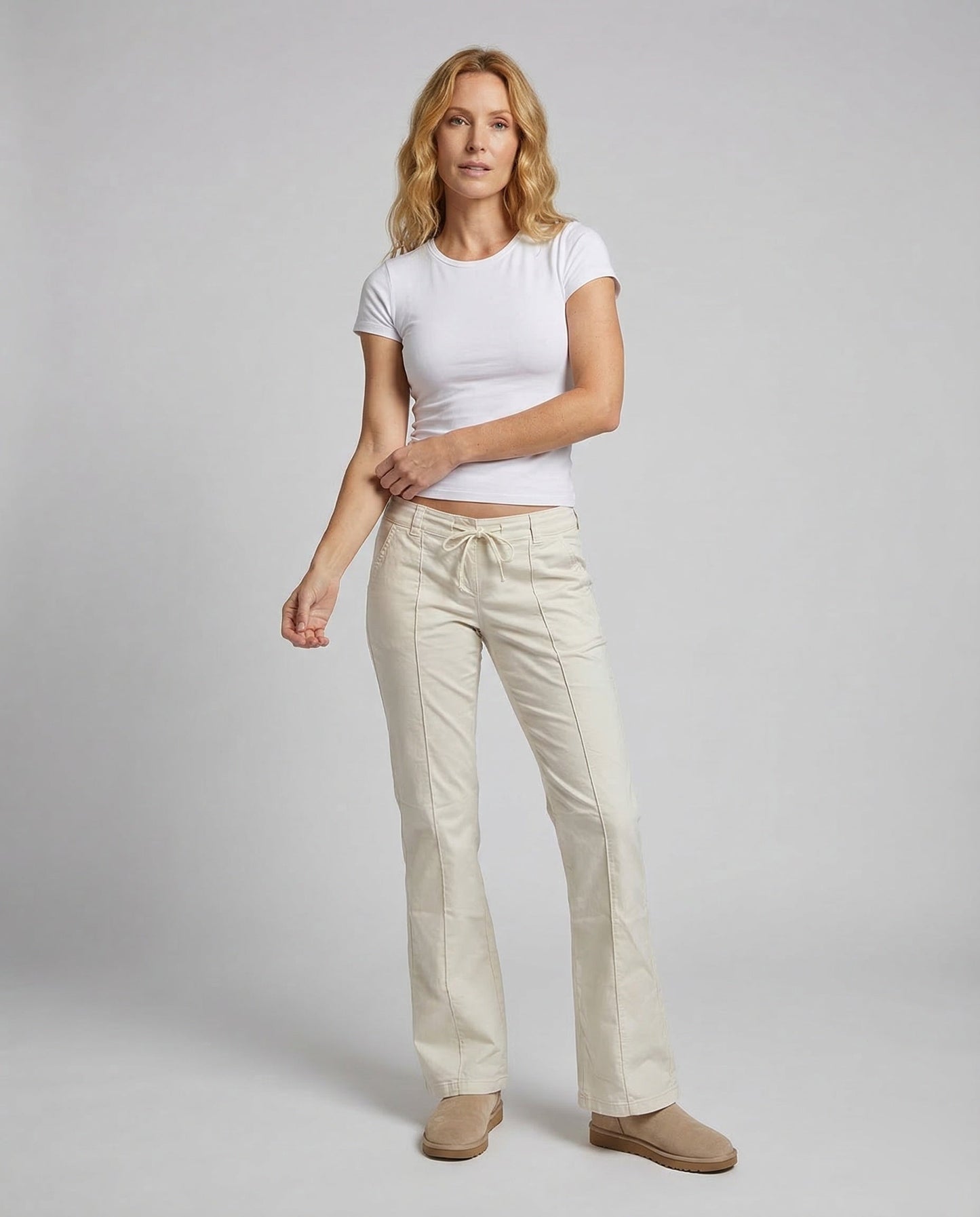 Pantaloni Donna in Twill Vita Elasticizzata Gamba Svasata - Brentozzi