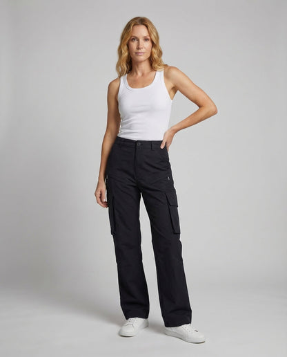 Pantaloni Cargo Donna Tasche con Zip Vestibilità Dritta - Brentozzi
