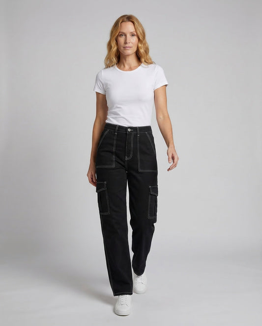Jeans Donna Utility Cuciture Decorative Visibili - Brentozzi