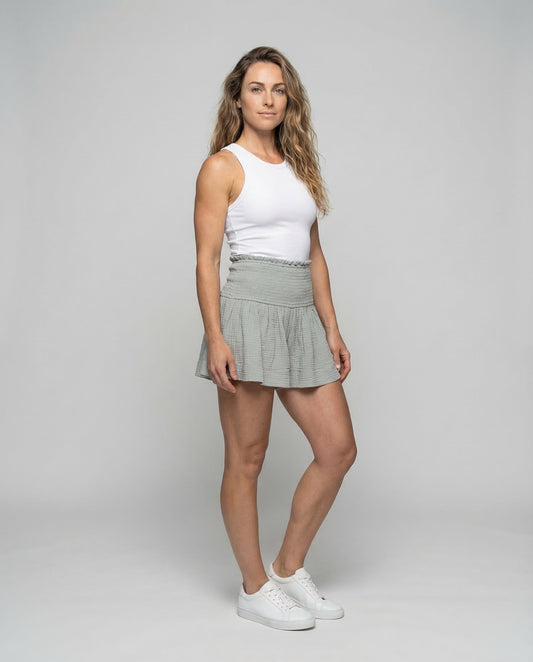 Shorts Donna in Garza di Cotone Vita Ampia Elasticizzata - Brentozzi