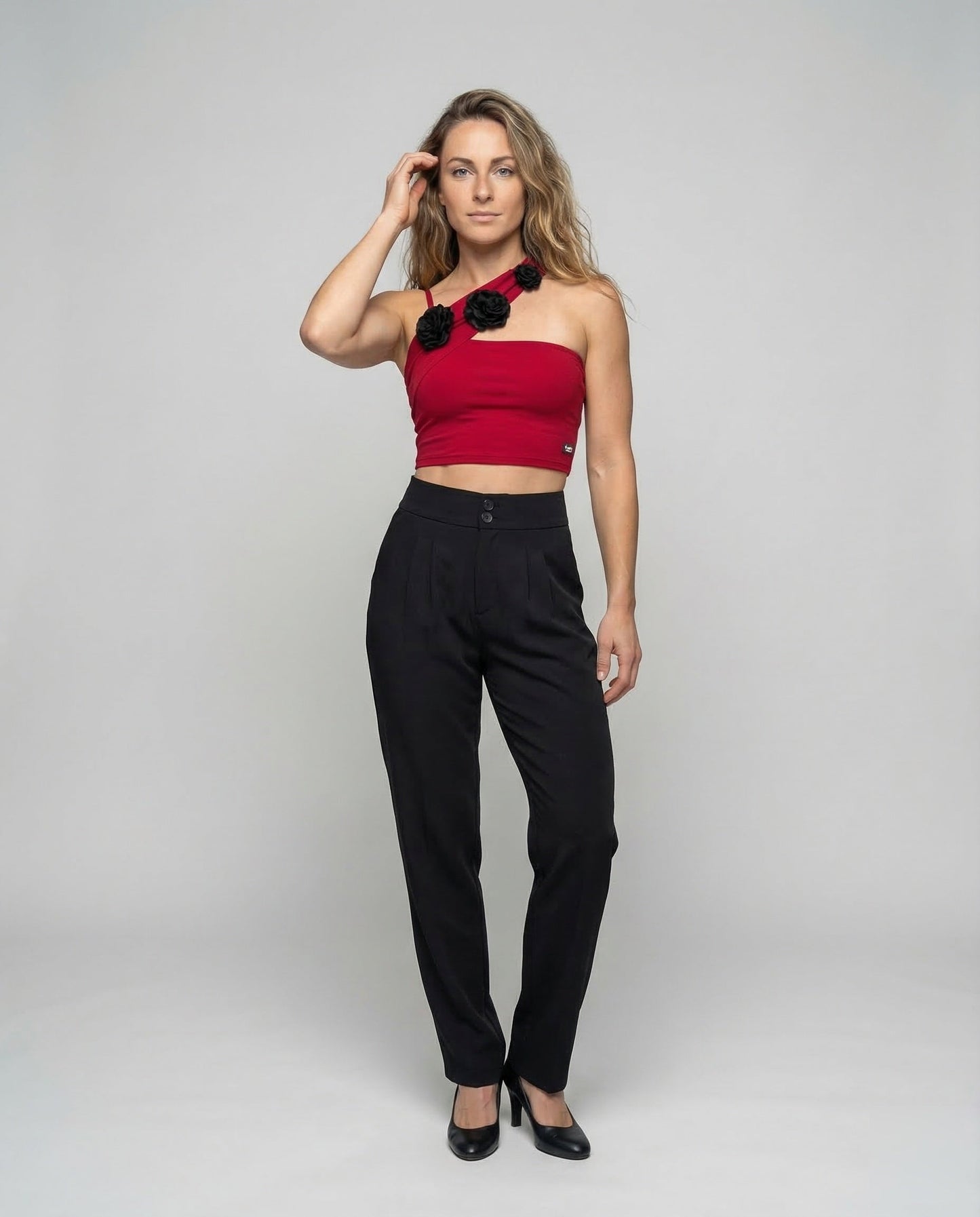 Pantaloni Donna Plissettati con Chiusura Decorativa - Brentozzi