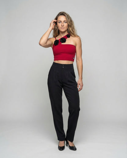 Pantaloni Donna Plissettati con Chiusura Decorativa - Brentozzi
